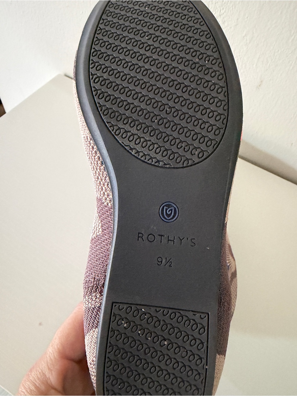 Rothy's Brown Camo Knit Flats with Coral Stripe and Blue Heel Trim 9.5 - Picture 3 of 4
